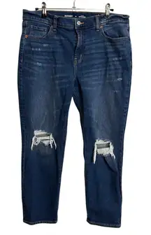 Old Navy Jeans Womens 10 Blue Mid-Rise Boyfriend Straight Distressed Button Fly