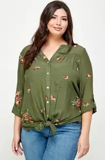 Anthropologie fig and flower long sleeve shirt size 3X