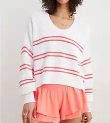 NWT Aerie Beyond Cropped Sweater in White & Red Stripe Women’s Large 100% Cotton