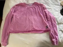 Soul Cycle Pink Cropped crew neck long sleeve shirt size large