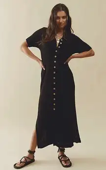 Free People Riding Waves Midi Sweater, Black Medium