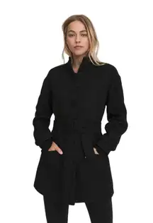 Something Navy Noelle Coat Black Wool Mid Length Belted