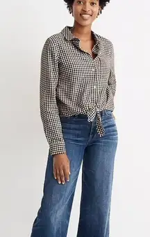 Madewell Gingham Flannel Button Down Tie Front Shirt NWT