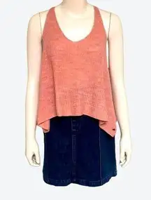 American Eagle Outfitters Knitted Crop Top Tank Peach Loose Fit Hi Lo Sides Sz M