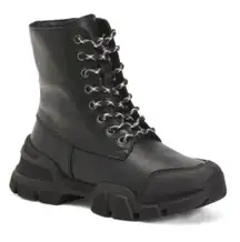 New! Aquatalia Elvira Leather Lace Up Boots Hiking Combat Lug Sole