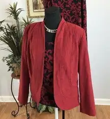 KS Collection Skirt Suit 3 Pc Set Women’s 12P Red & Black Long Sleeve Open