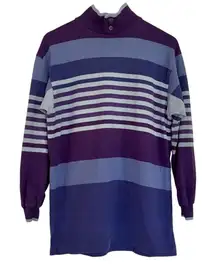 L.L. Bean vintage purple striped rugby tunic pullover sml