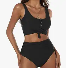 Zaful High Waisted scoop Button Up Bikini