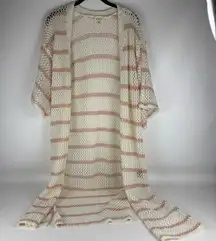 POL Open Knit Striped Duster Cardigan – Size Small