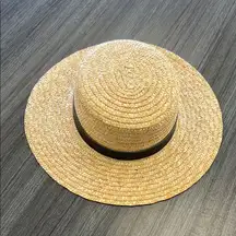 Lack of Color Stylish Straw Boater Hat with Black Band.  57CM