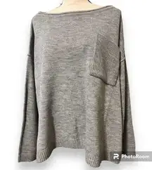 Pink Lily size small women’s oversized grey sweater with front pocket side slots