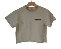 Mighty Fine Cropped T Shirt Womens Size Small Equality Print Short Sleeve Tee