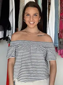 U.S. Polo Striped Off-Shoulder Top – Size S