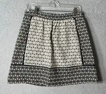 J.Crew Skirt Womens 6 Black White‎ Woven Geometric Jacquard Mini Apron Skirt