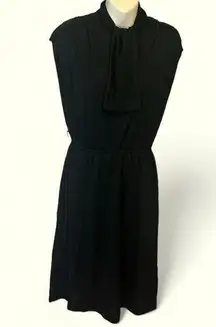 Vintage Union Made Black mock neck midi dress, cutout, size 8, retro chic