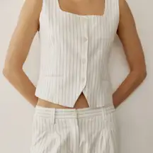 Mod Ref All:Row White & Black Pinstripe Frances Vest Top M