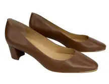 Talbots  Classic Brown Pumps 6M Round Toe Leather 2" Heels New