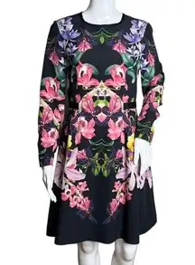 Ted Baker  Dress Womens 6 Toona Lost Garden Black Multicolor Floral Party Wedding