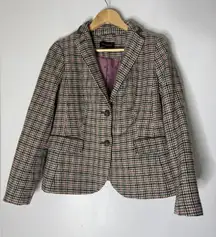 Talbots Houndstooth Micro‎ Check Wool Blend Cropped Blazer 10