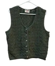 Astrifa Cardigan Sweater Size XL German‎ Pure New Wool Solid Green Best Textured