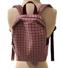 EUC a new day pink purple houndstooth plaid herringbone mini backpack top handle