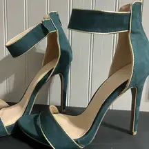 Teal, open-toed heels
