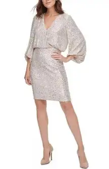 Eliza J  Sequined Blouson Gold Sequin Lined dress