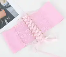 Pink Lace-Up Corset Belt