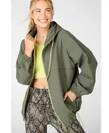 Fabletics Jordan Woven Jacket Zip Up Olive Size Small