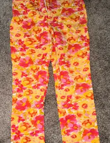 Old Navy Women's Straight Leg Pants - Pink and Yellow Floral