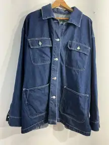 Womans Wild Fable Denim Relaxed Oversized Jacket XXL Blue Button Downs Pkts