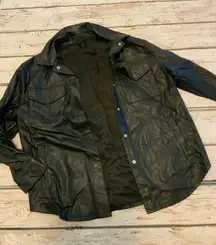 Wild Fable Faux Leather Snap Front Shirt Jacket Shacket Women’s XS Black