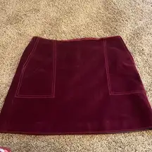 Burgundy Velvet Mini Skirt