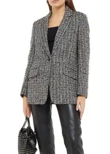 RAG & BONE Ames Linton metallic herringbone wool-blend tweed blazer Size 6