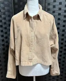Forever 21 Cropped Corduroy Jacket Womens L Beige Festival Minimalist Neutral