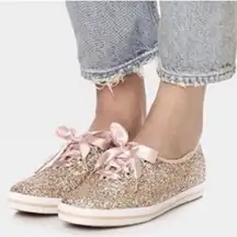 Kate Spade x Keds Rose Gold Pink Glitter Sneakers Size 9 EUC!!!