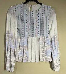 ✨ Taylor & Sage Women’s Floral Embroidered Boho Top Cream Purple XS