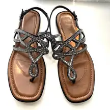 Kelly & Katie Norna sandal in a black/silver color rhinestone size 9.5 M brown