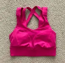 NEW LULULEMON Oxygen Bra Long Line Raspberry Pink Size 4 High Support Mesh NWOT