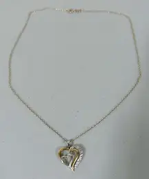 18K Gold Silver Heart Diamond Diamonds Pendant Chain Necklace Jewelry 🤎✨