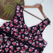 Torrid Womens Dress Black Pink Floral Fit Flare Retro Pine Up Plus 26