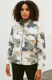 Zadig & Voltaire Kavy Camou Jacket Womens‎ Large Camouflage Military Full-Zip L