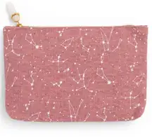 Celestial Zodiac Glam Bag Pink Cosmetic / Makeup / Beauty Bag / Clutch - Galaxy