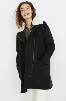 Madewell NWT  Eldridge Zip Coat in Insuluxe Fabric, Dark Grey Melange