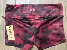 NWT NOBULL Women's Low-Rise Short 2" - Small - Lava (Red) Tie Dye