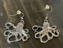 Gunmetal Gray Octopus Nautical Dangle Earrings
