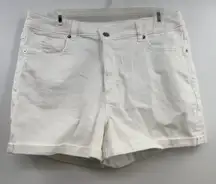AE Stretch Denim Mom Short American Eagle women's 12 NWT White cross over button