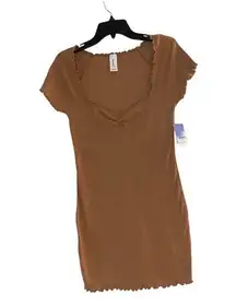 Abound NWT  mocha ribbed  t shirt dress M 58% organic cotton