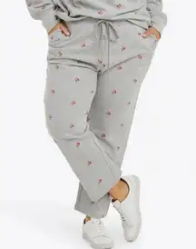 Women’s Draper James Natalie sweatpants in Viola gray embroidered floral XXL