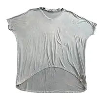 Jodifl Cutout Choker Tee Shirt Women Medium Gray High Low Dolman Sleeve Distress